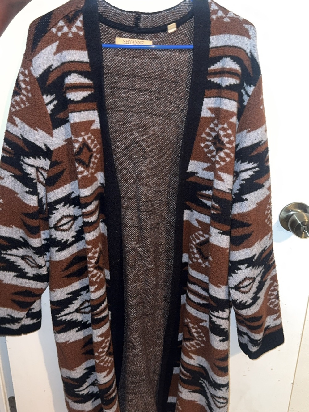 Shyanne Brown, Black & Gray Aztec Open-Front Cardigan